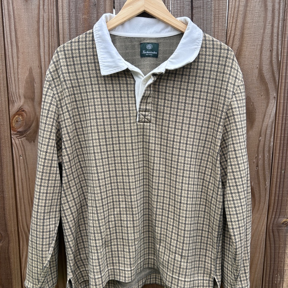 Classic Knickerbocker Long Sleeve rugby Polo Shirt Size Large